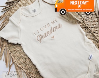 Grandma Baby ONESIES® brand, Cute I Love My Grandma ONESIES® brand, Custom Grandma Shirt, pregnancy announcement Grandparents 414
