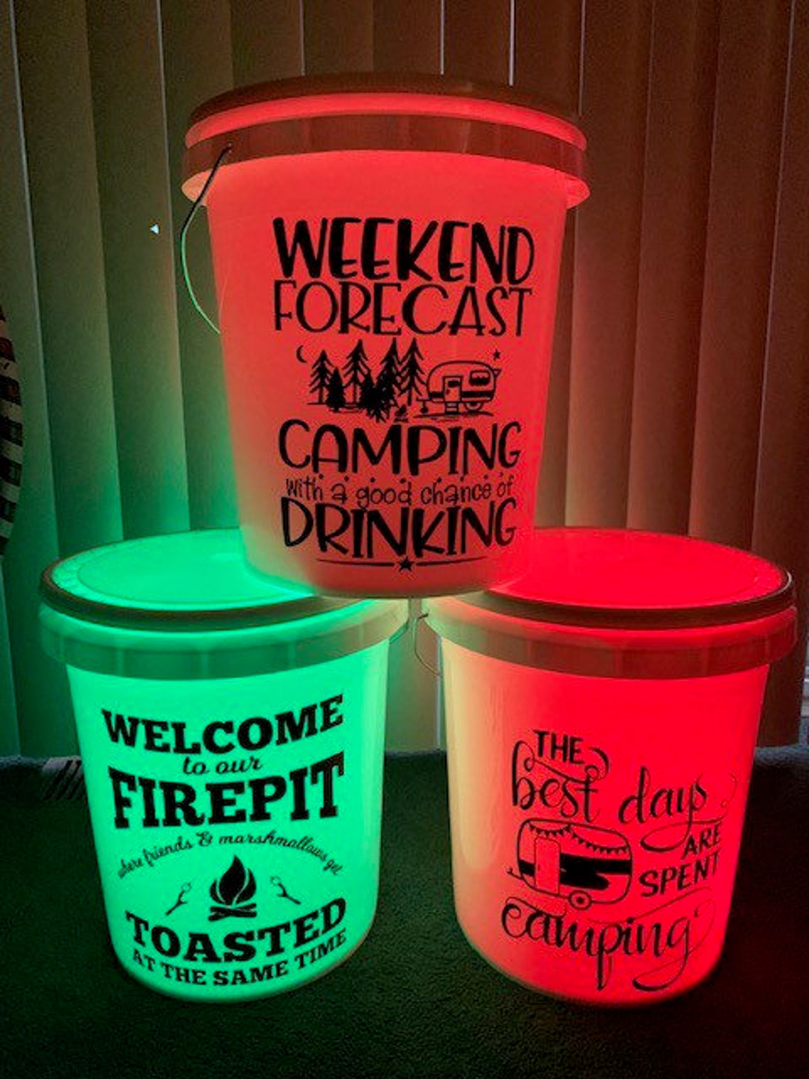 5 gallon buckets Camping buckets multi colored battery Etsy