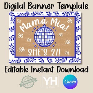 Plantilla de banner de Mama Mia / Canva editable / Descarga digital