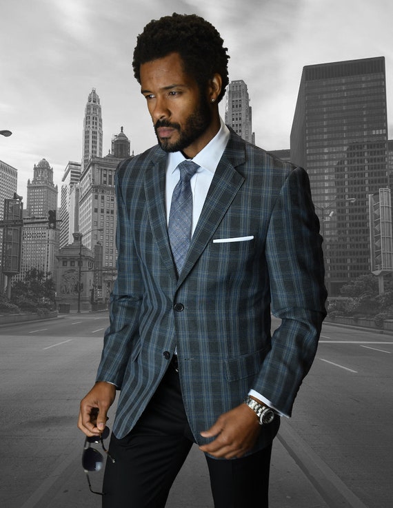 Two Button Charcoal Plaid Sport Coat Hand Made Etsy Sweden