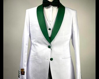 Tuxedo Suits White and Olive Green 