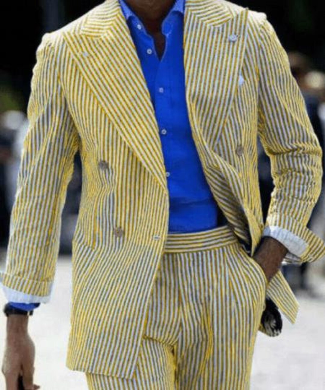 Double Breasted Suit - Seersucker Suit - White Summer Suit main image 0