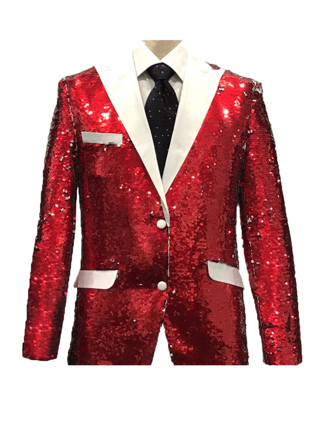 Mens Red & White Reversible Sequin Blazer Prom By Alberto Etsy