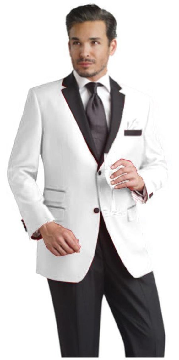 Men White Suit Notch Lapel Party Prom Dinner Formal Groom Tuxedo Wedding  Suits