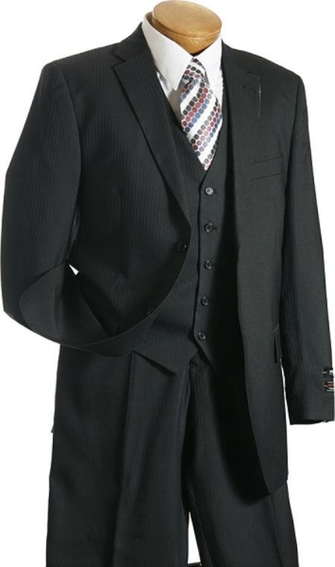 3 Pc Vested Black Stripe Pinstripe Designer Affordable Suit - Etsy