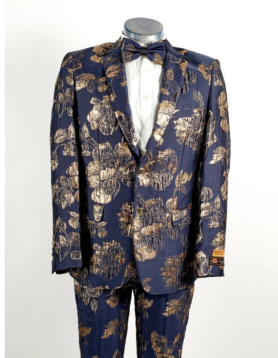 Navy blue and shop gold suit jacket