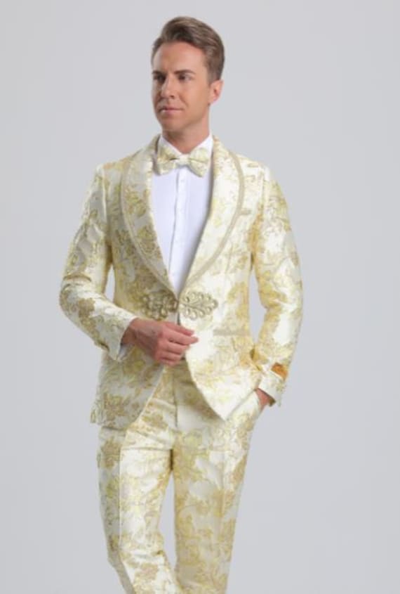 Ivory paisley tuxedo clearance jacket