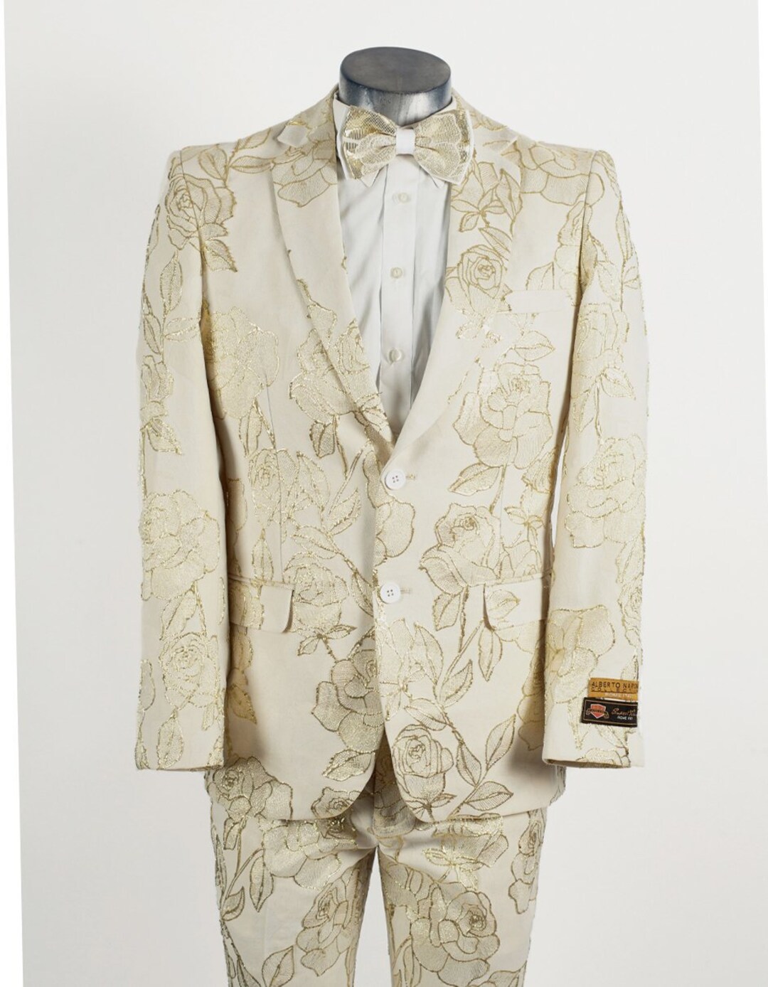 Men Suit White Ivory Tuxedo Groom Wedding Paisley Shawl Lapel Prom Party  Suits