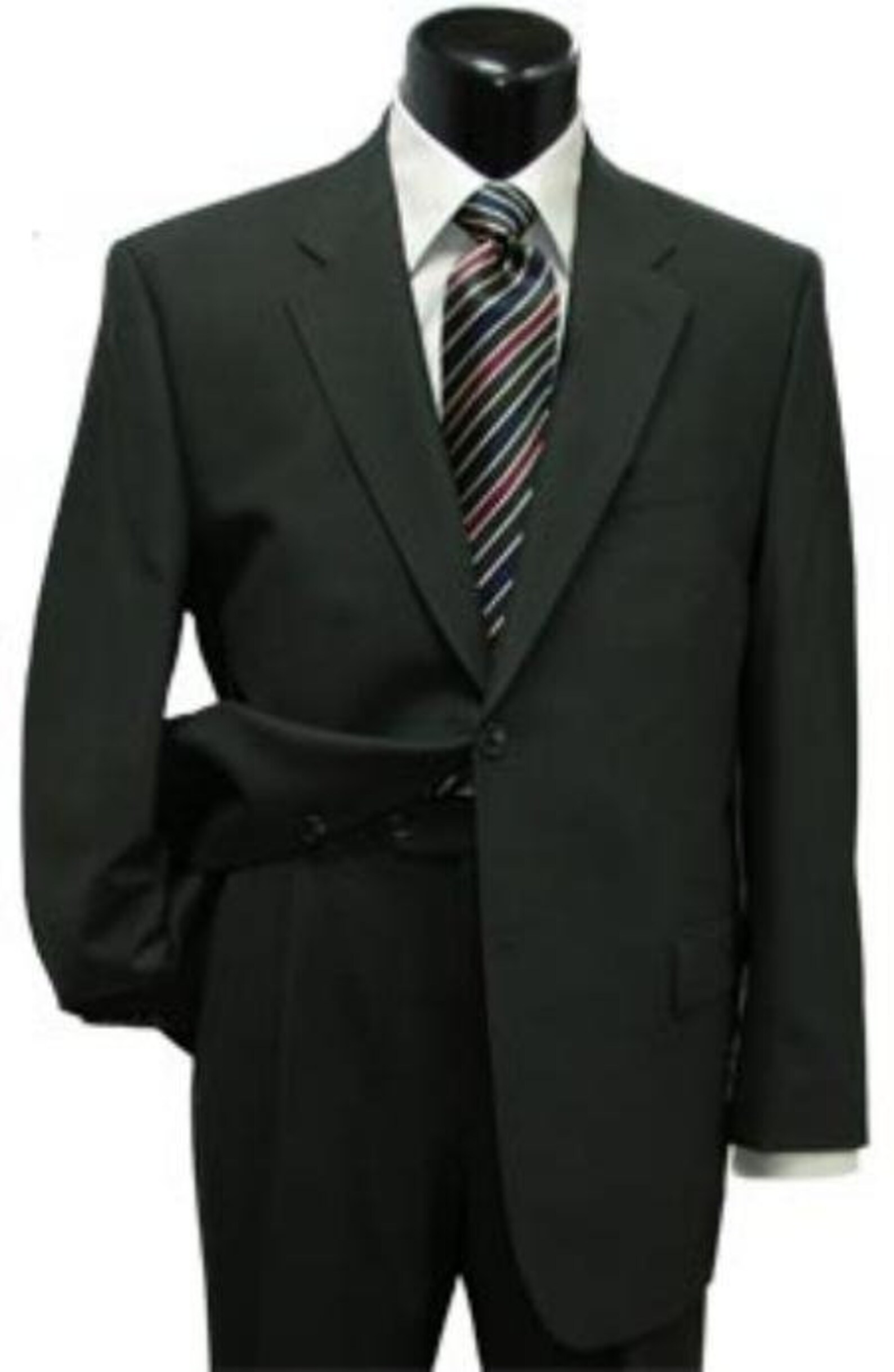 2 Or 3 Button Vented Without Pleat Flat Front Black On Black Shadow Stripe ~ Pinstripe Suit main image 1
