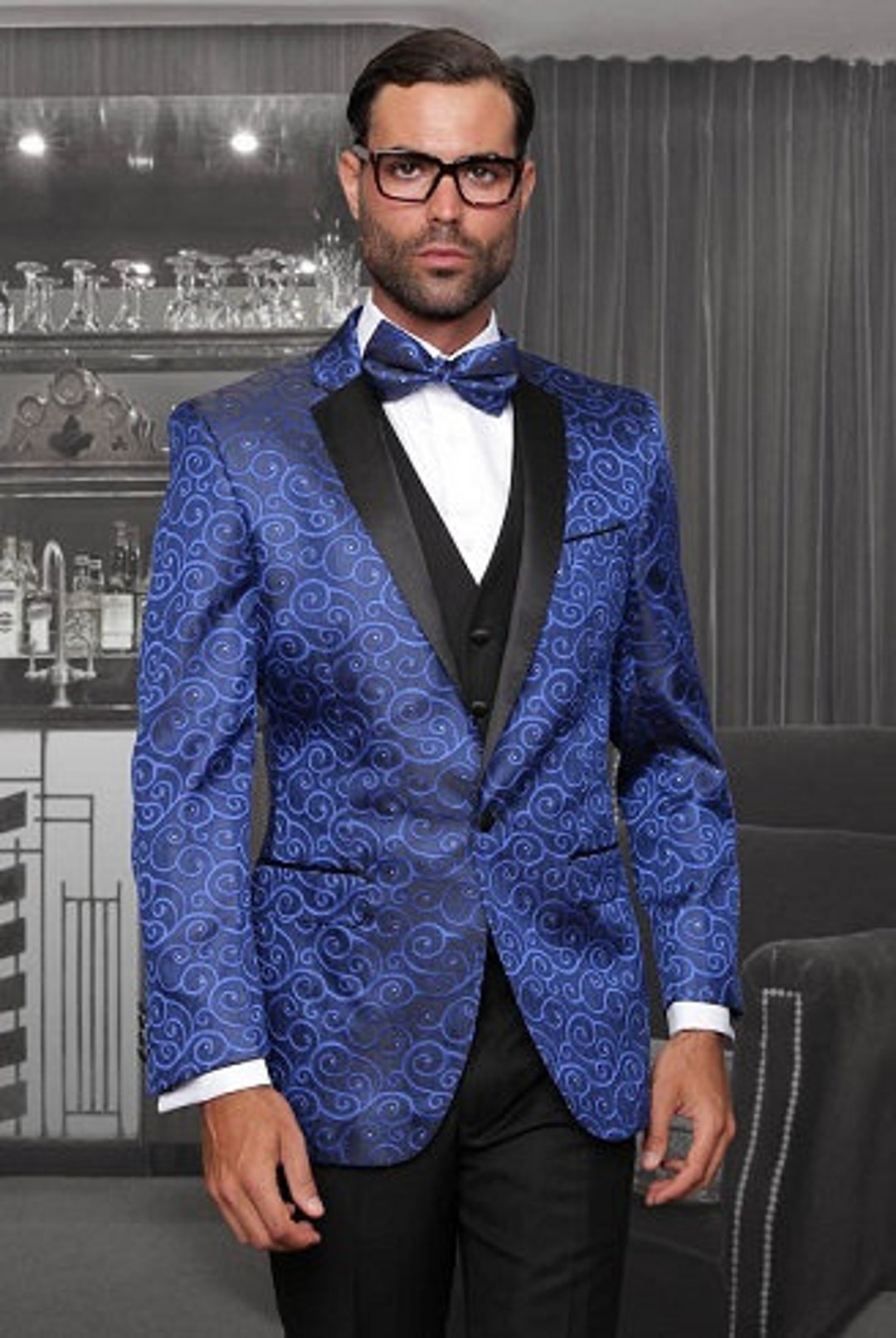 Mens Formal Modern Fit Suit by Statement 3 Piece Royal Blue Entertainer ...