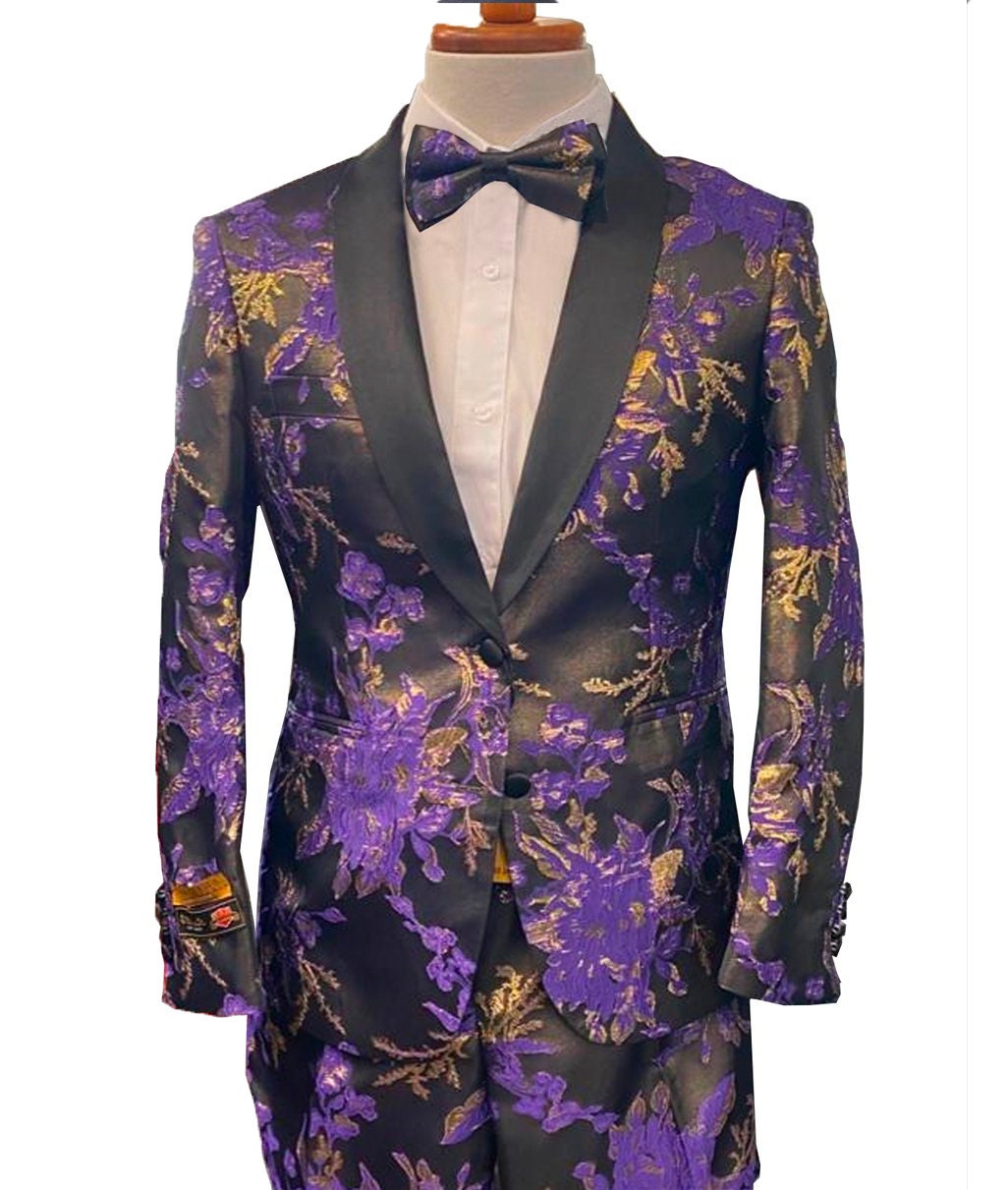 Mens Floral Prom Tuxedo With Matching Pants & Bowtie - Etsy