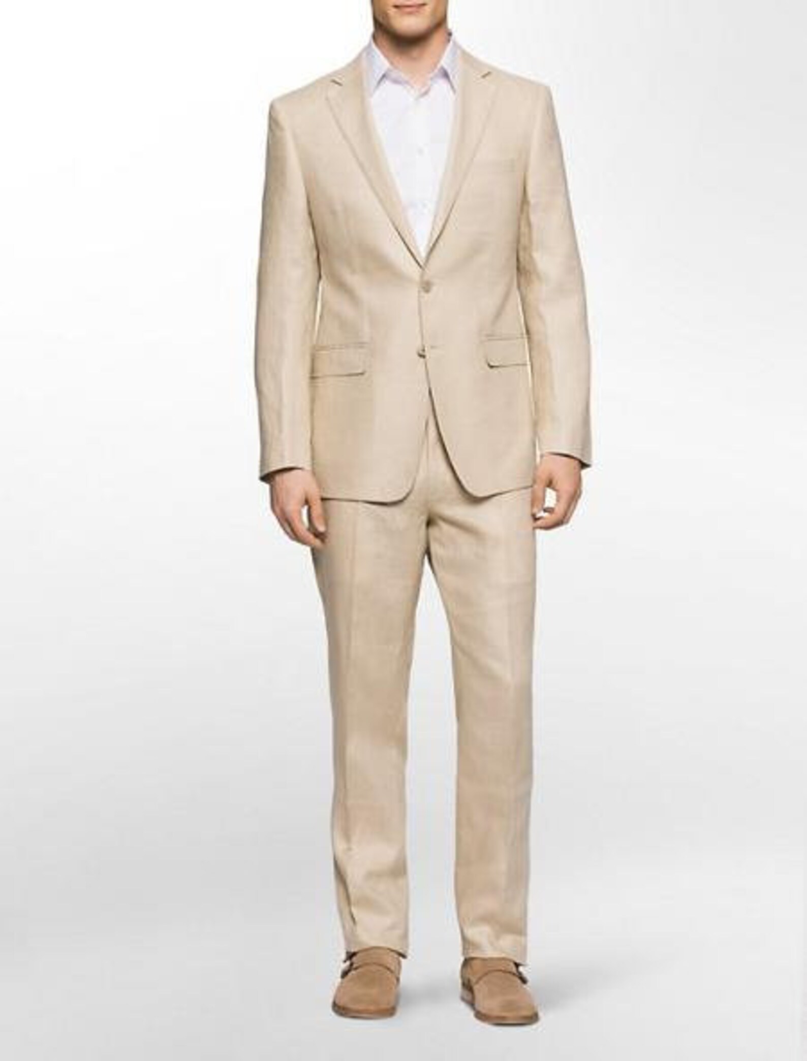 Mens 4 Button Wide Notch Lapel Fashion Tan Suit