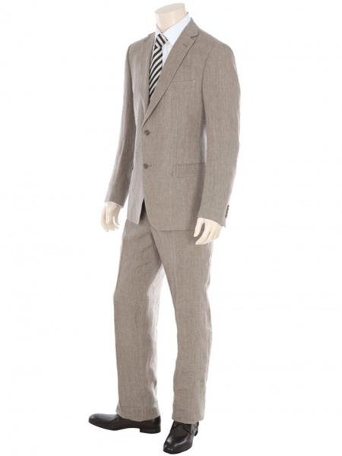 Big And Tall Size 56 To 72 2-Button Suit Textured Patterned Sport Coat Fabric - Taupe main image 1