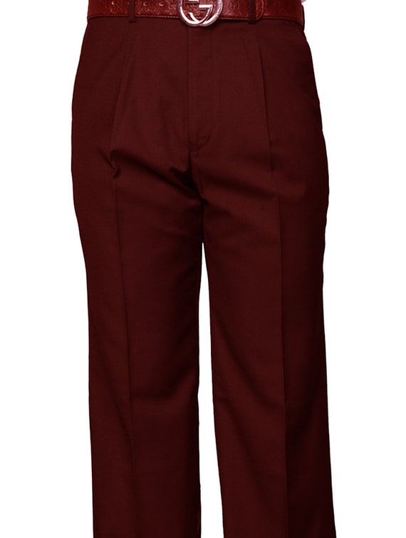 Burgundy Pleated Dress Pants Regular Fit Super 150'S Italian Wool