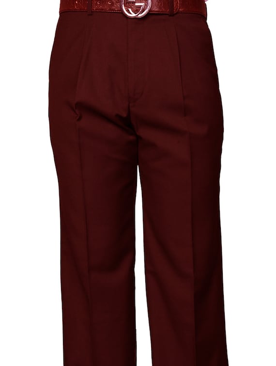 Burgundy Pleated Dress Pants Regular Fit Super 150'S Italian Wool