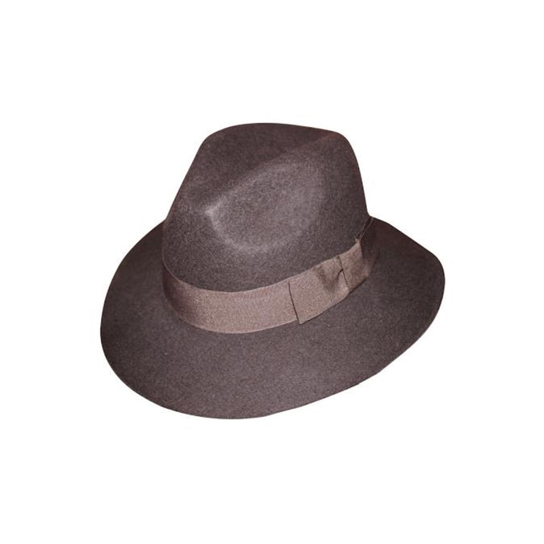 New Men/'s 100/% Wool Fedora Trilby Mobster Hat Brown