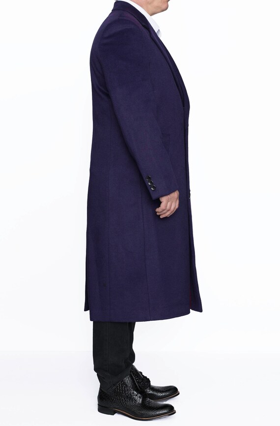 Purple wool coat mens clearance