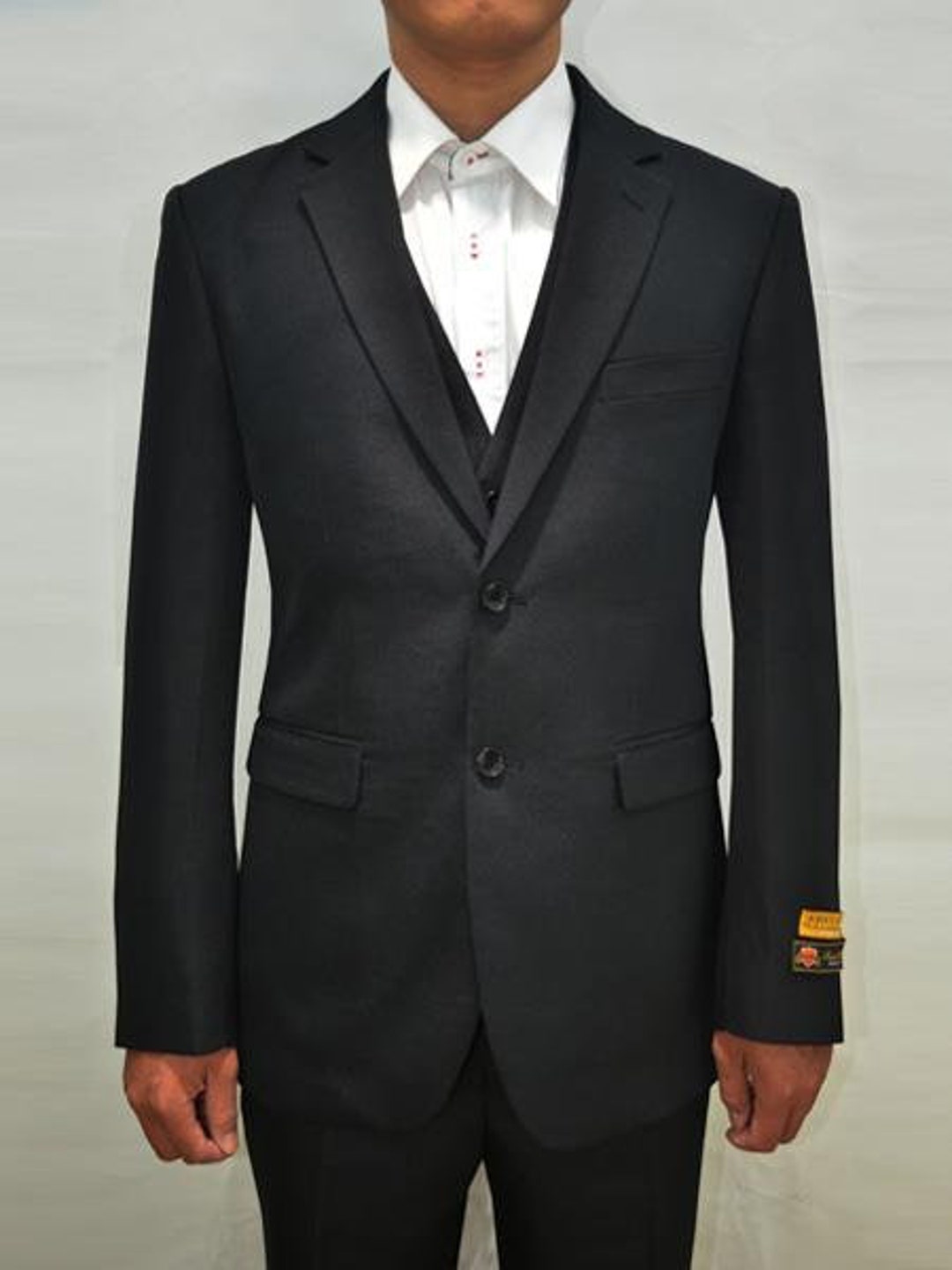 Mens Vested 3 Piece Suit Black Etsy