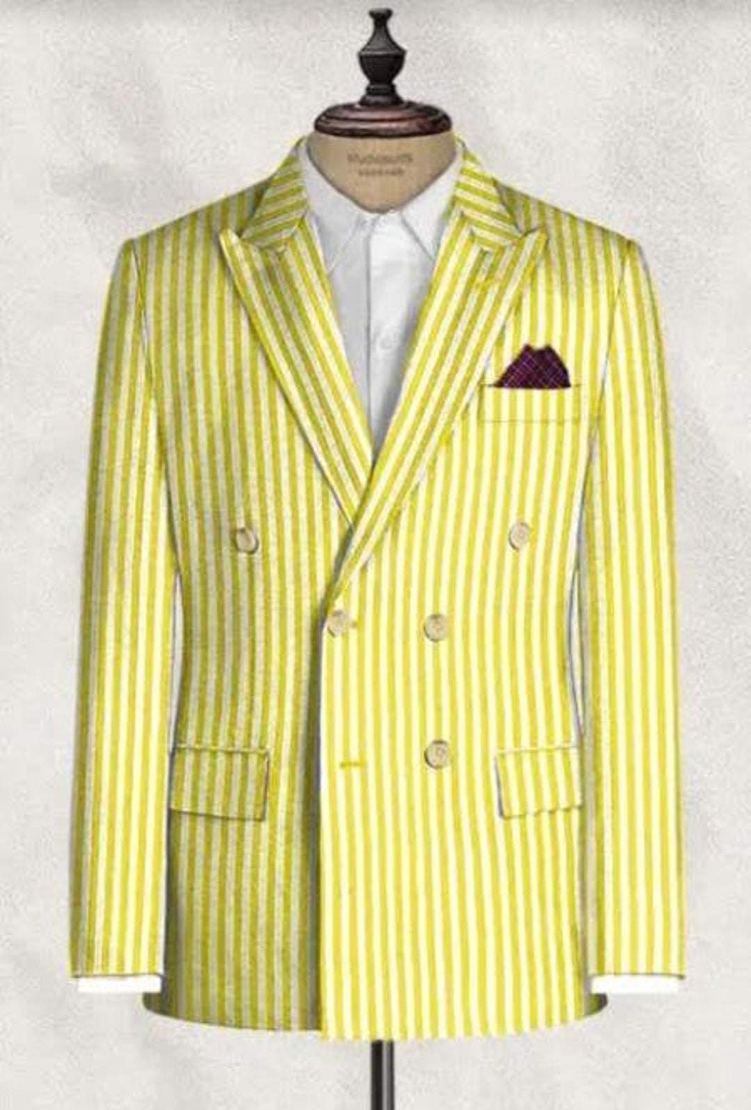 Double Breasted Seersucker Suit Yellow Summer Suit - Etsy