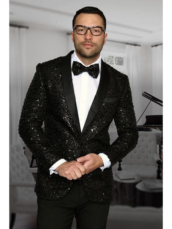 mens black shiny jacket