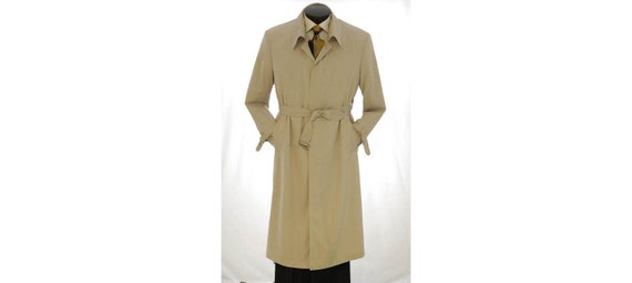 Men s All Weather Full Maxi Length Belted Rain Coat Trench Coat Light Khaki Etsy