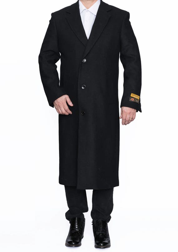 MENS Black Color 65% Wool Made Overcoat Topcoat Jacket Full - Etsy