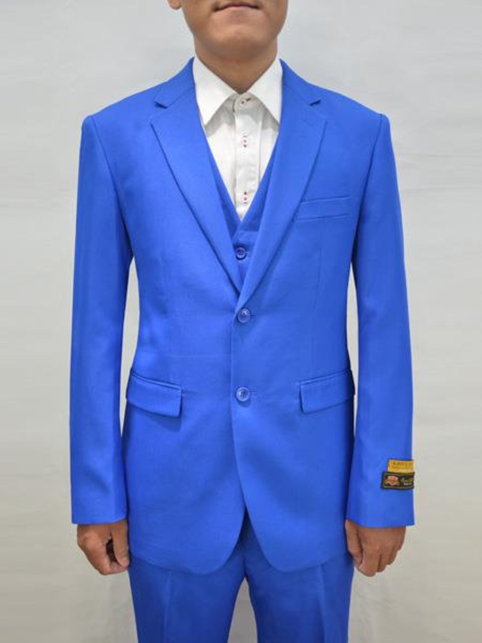 Mens Vested 3 Piece Suit Royal Blue Etsy