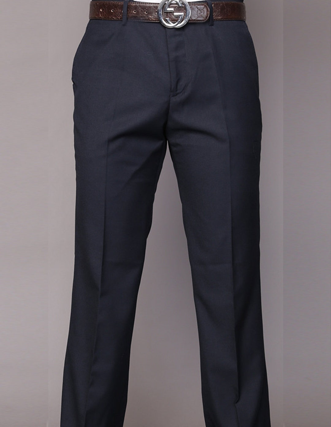 Navy blue flat-front stretch year-round Dress Pants