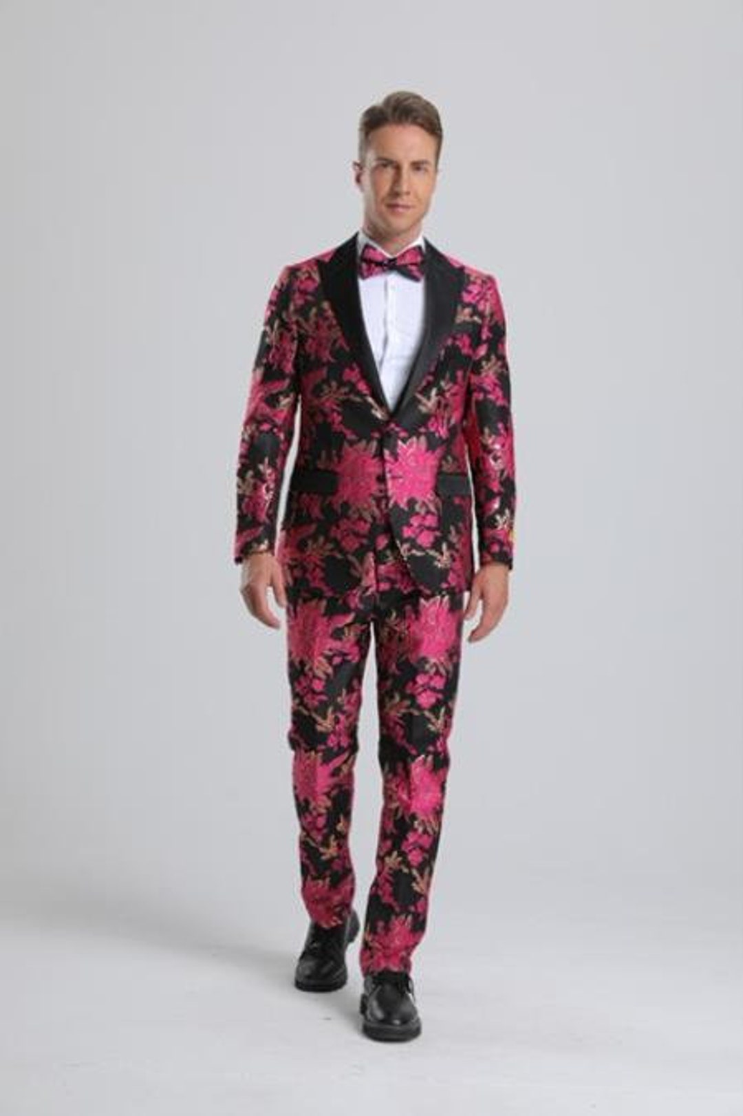Purple Paisley Tuxedo suit + Matching Pants + Matching Bowtie