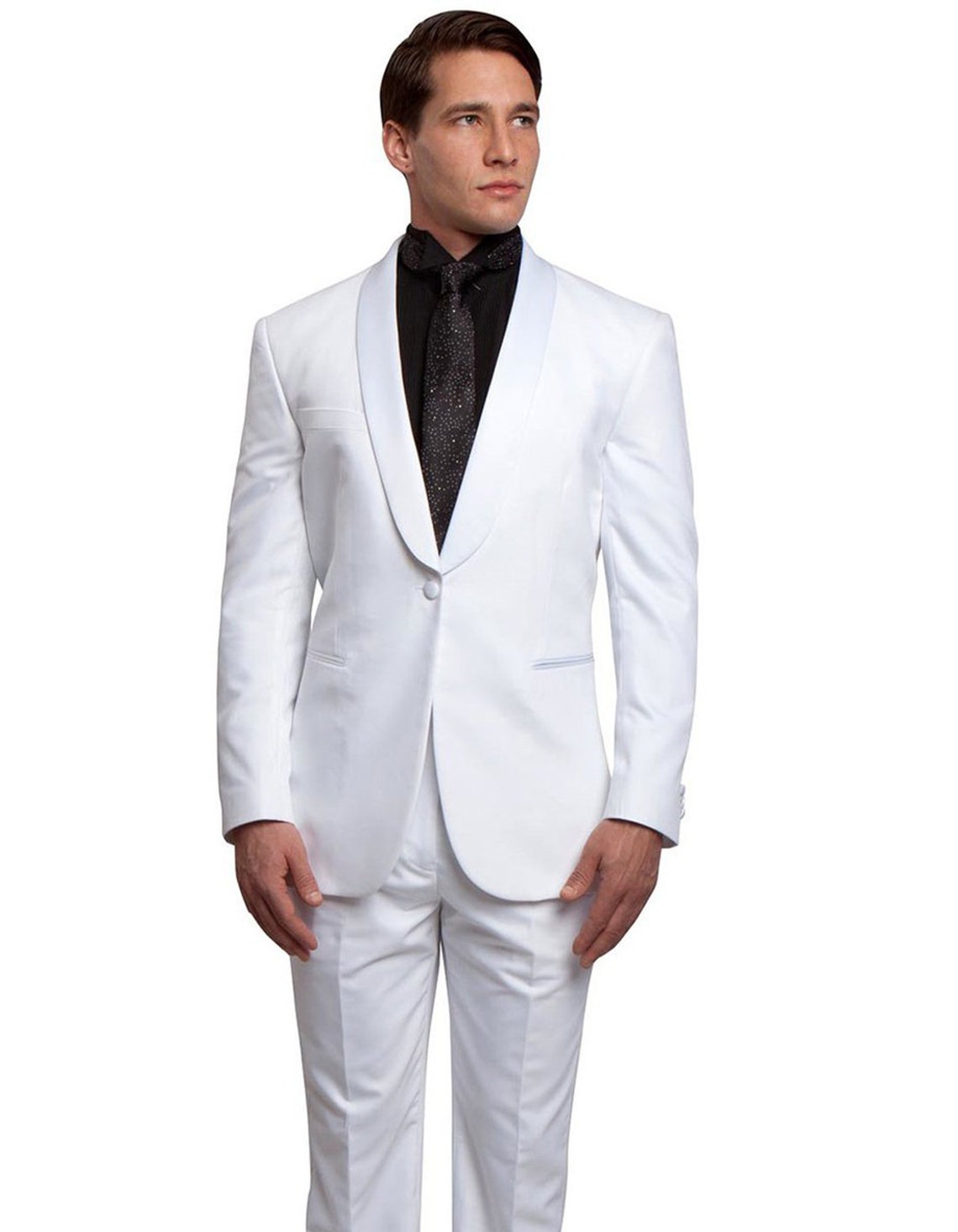 Mens Slim Fit Wool Shawl Tuxedo in White - Etsy