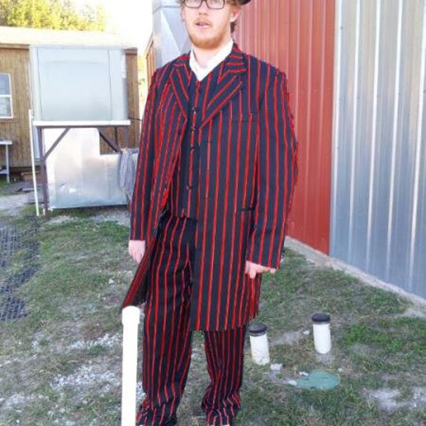 Mens Pinstripe Zoot Suit with Matching Shoes Suit Black and Yellow main image 1