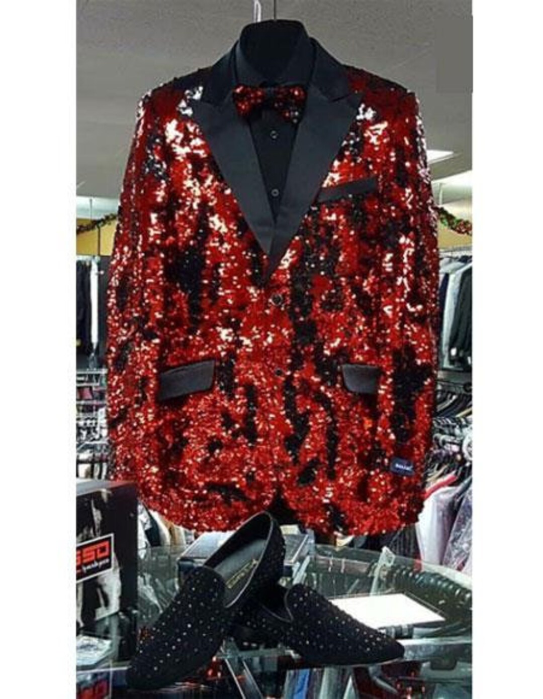 Red sequin tuxedo best sale jacket