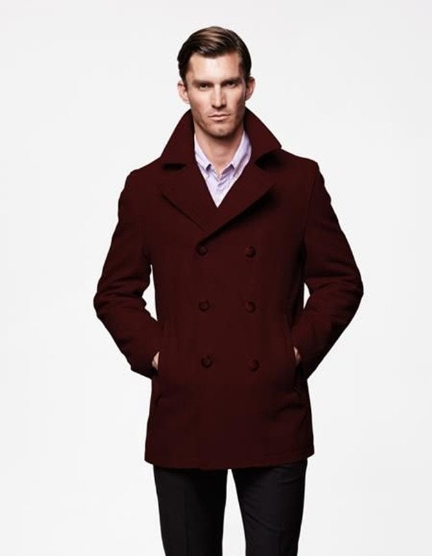 Maroon sales peacoat mens