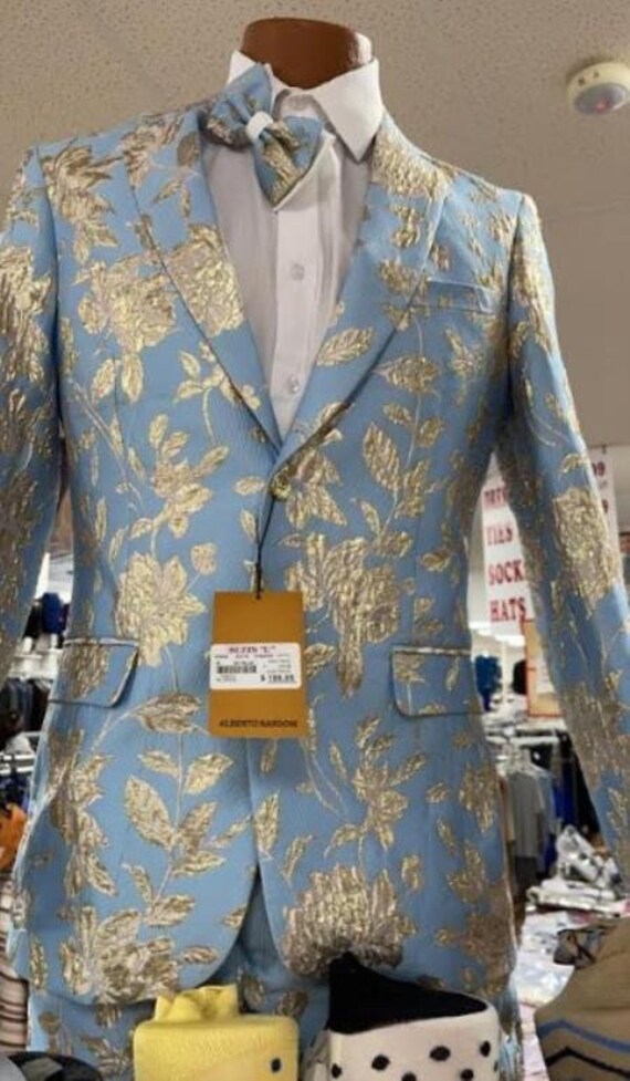 Light Blue and Gold Tuxedo Sky Blue Suit Paisley Tuxedo Suit Etsy