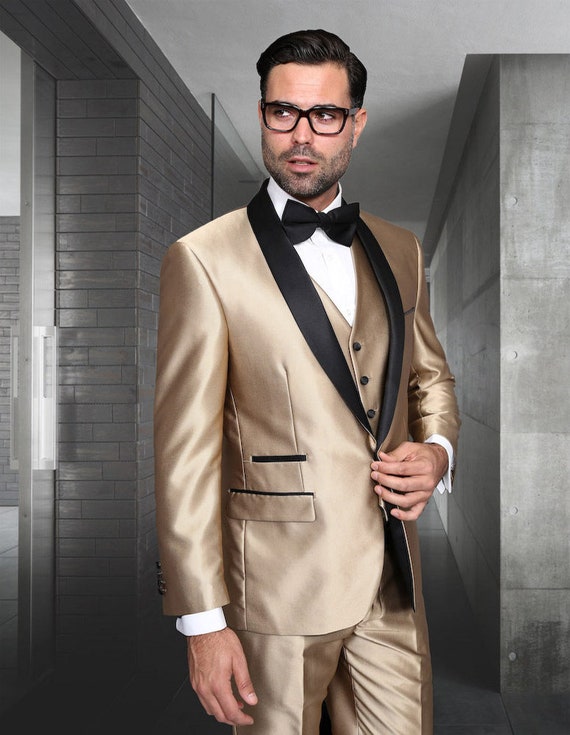 Buy Three Pc Tailored Fit Tuxedo Suit With Flat Front Pants