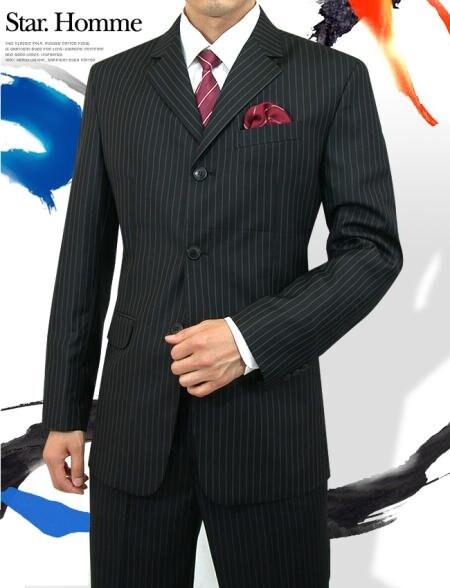 Mens Formal 3 Button Style Jet Black Pinstripe Light Weight Suit Jacket Blazer Tuxedo Black and White Stripe Etsy Canada