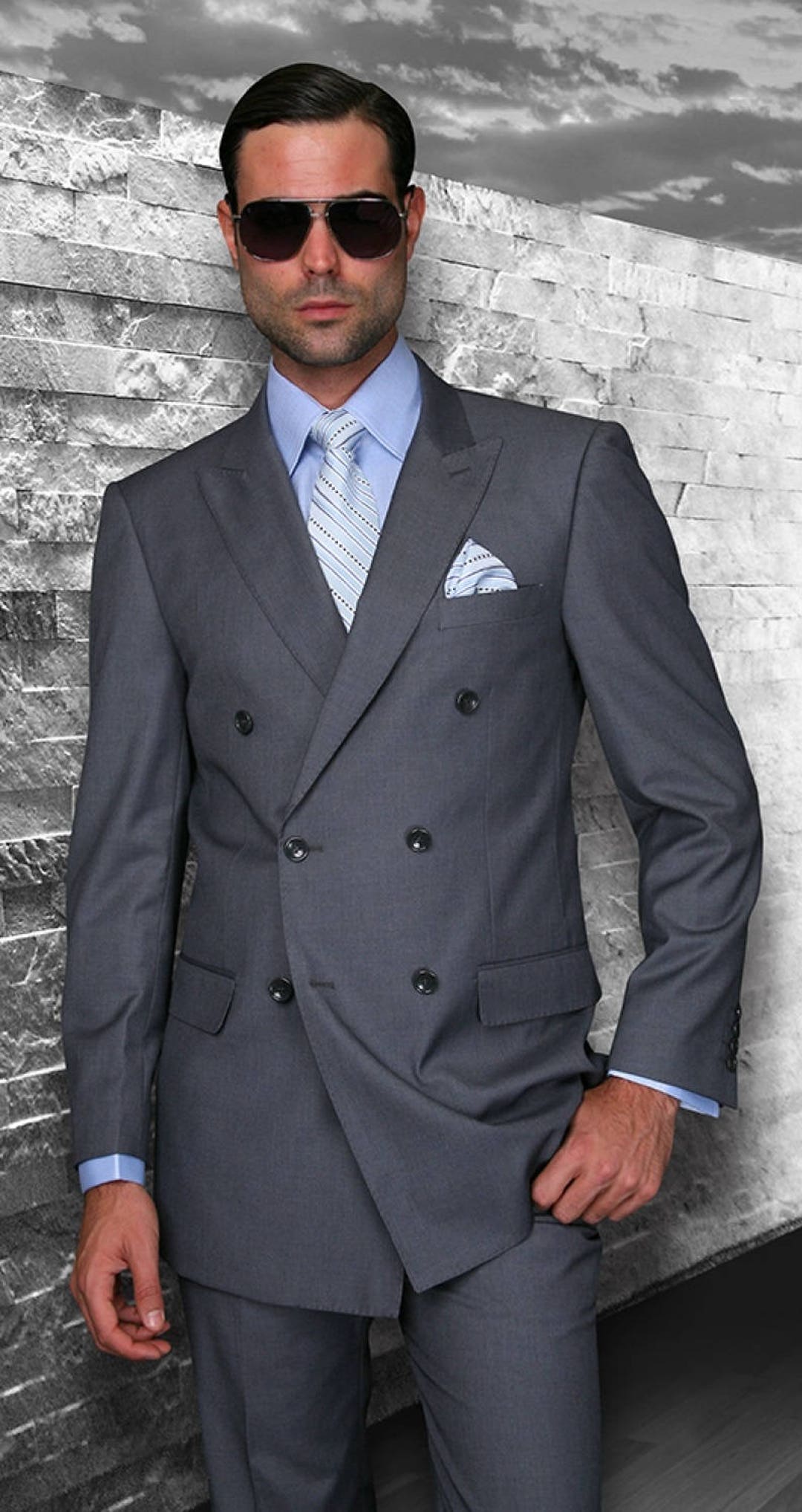 Mens Double Breasted Wool Suit Charcoal Gray DB-1 - Etsy