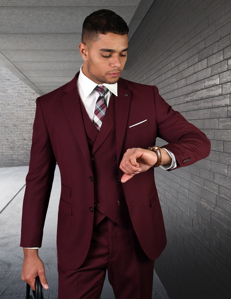 2 Button Mens Suit With Double Breasted 
