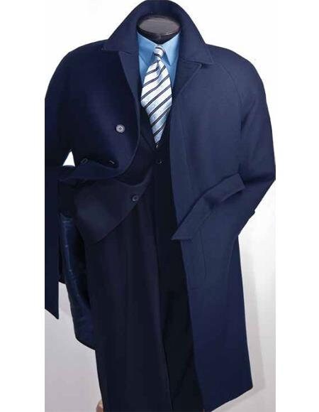 Navy Blue Mens Full Length Wool Overcoat Belted Wool Overcoat - Etsy