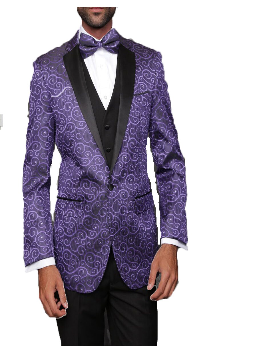 Mens Swirl Paisley Tuxedo in Purple & Black - Etsy