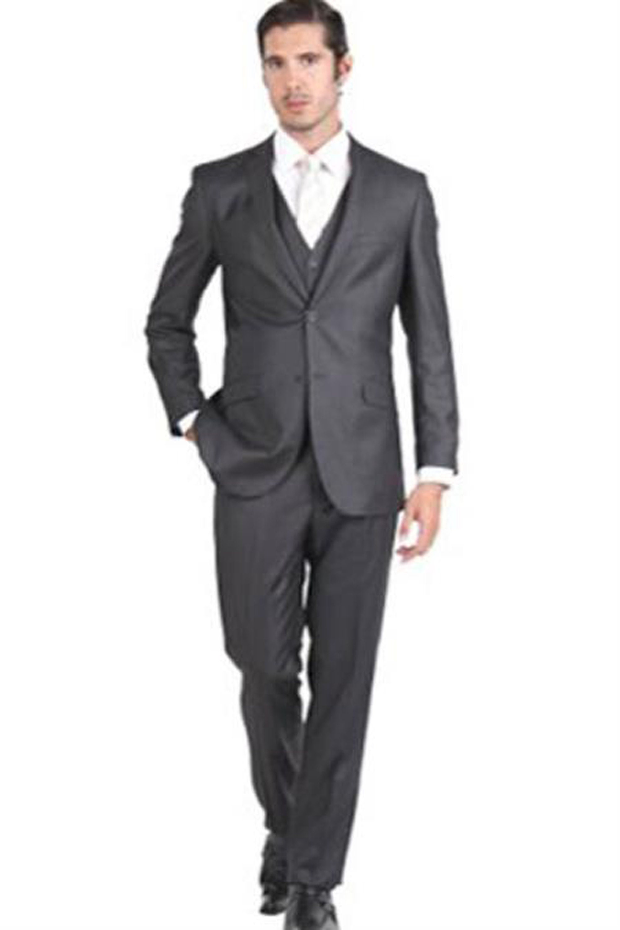 Men's Slim Fit 3 Piece Notch Collar Side VentVested White Suit main image 1