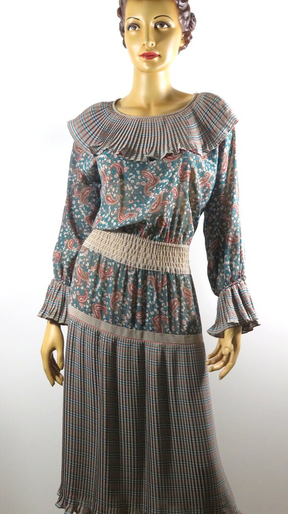Vintage DiANE FREiS Georgette Boho Dress Ruffled … - image 5