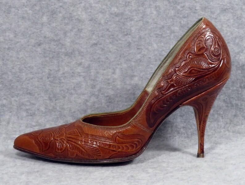 custom tooled leather heels
