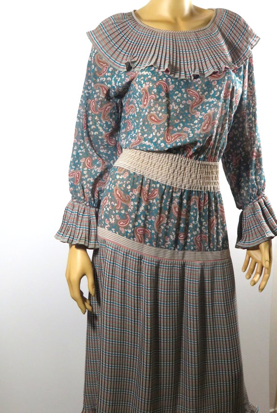 Vintage DiANE FREiS Georgette Boho Dress Ruffled … - image 6