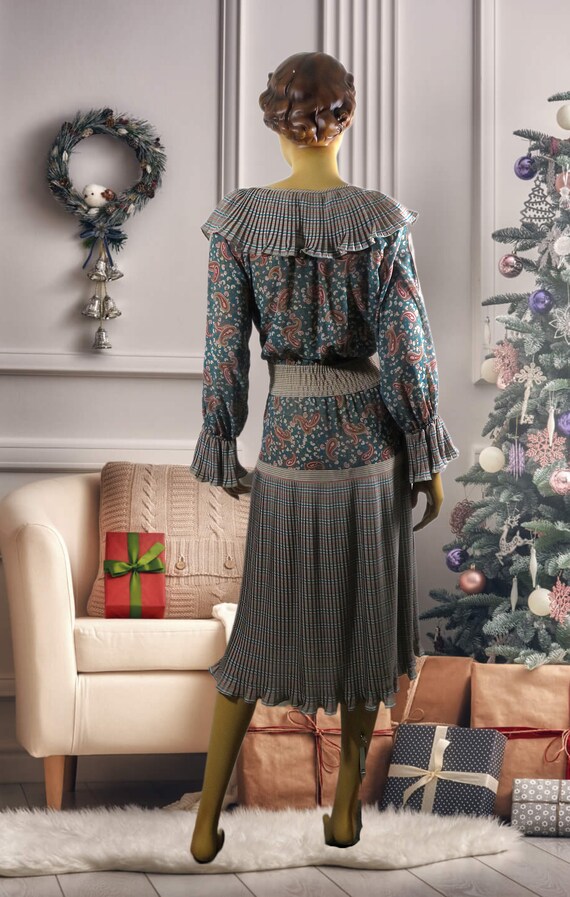 Vintage DiANE FREiS Georgette Boho Dress Ruffled … - image 7