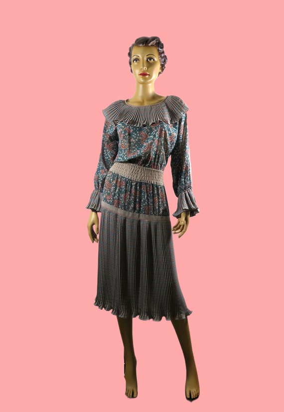 Vintage DiANE FREiS Georgette Boho Dress Ruffled … - image 1