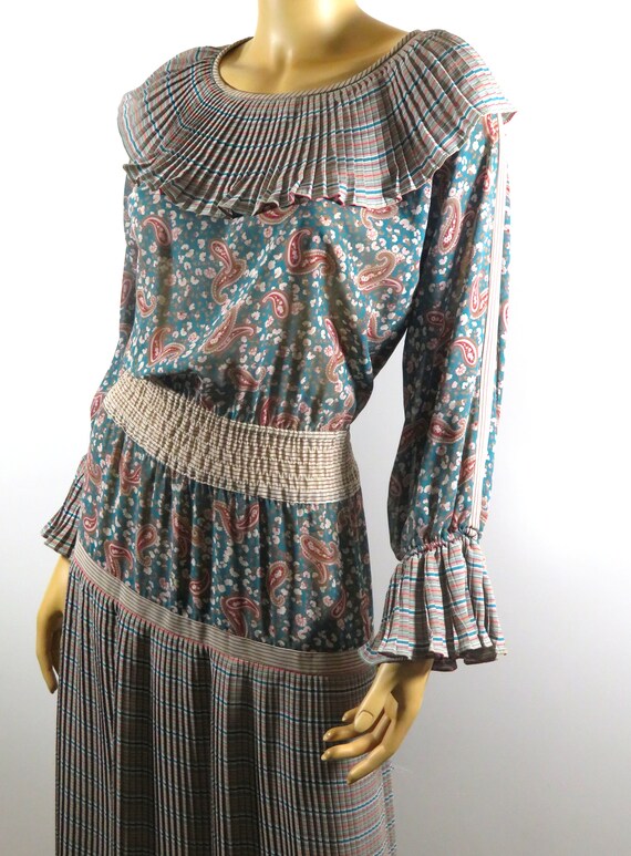 Vintage DiANE FREiS Georgette Boho Dress Ruffled … - image 4