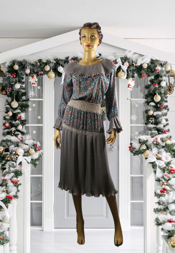 Vintage DiANE FREiS Georgette Boho Dress Ruffled … - image 2