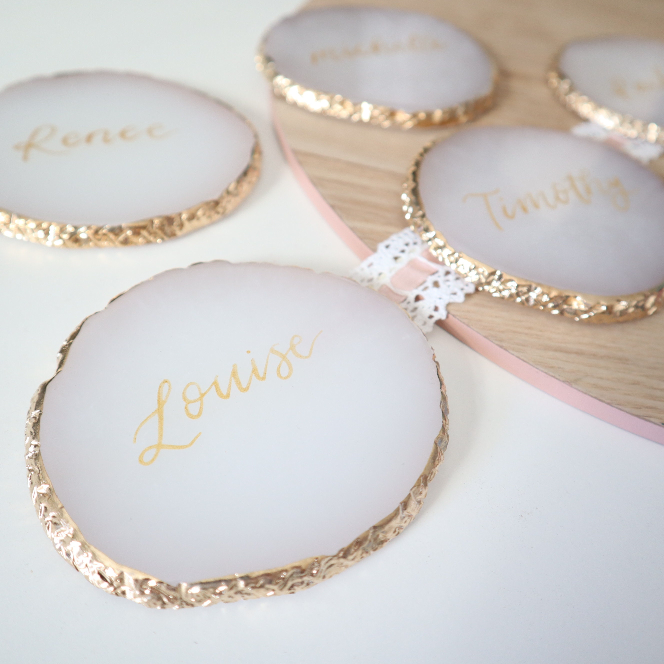 Personalised Resin Coasters Gold Rim Coaster Wedding Place Etsy Australia