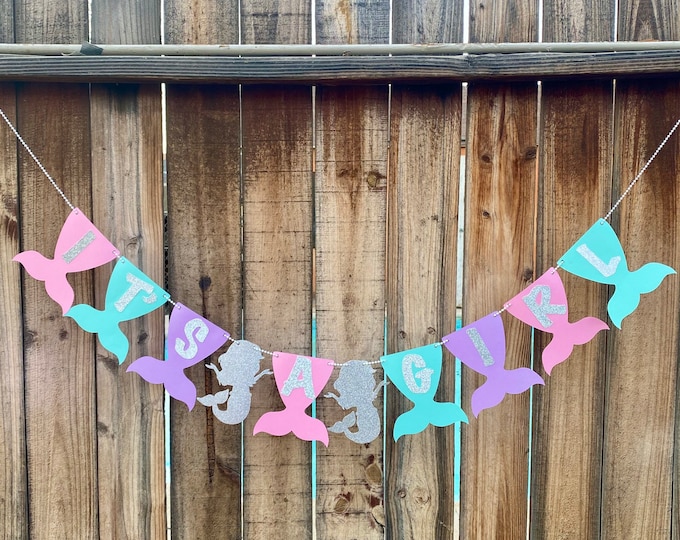 Its a Girl Mermaid Banner Mermaid Baby Shower Mermaid Baby - Etsy
